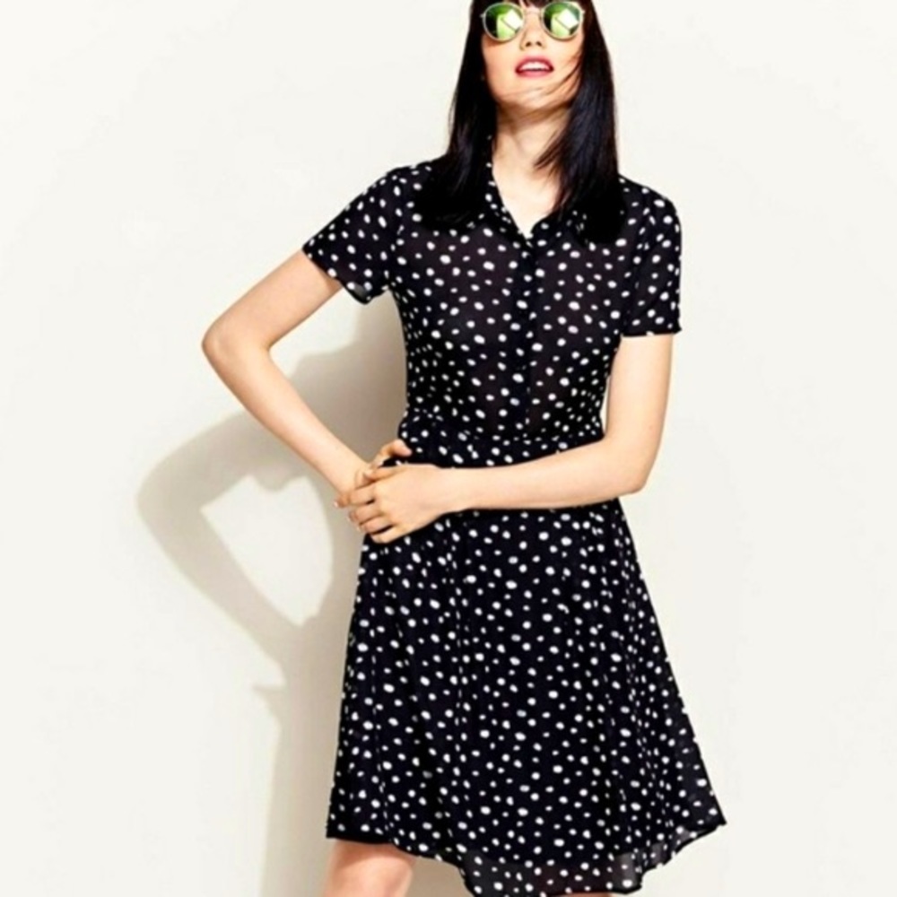 WAYF collar polka dot white and black mini dress.